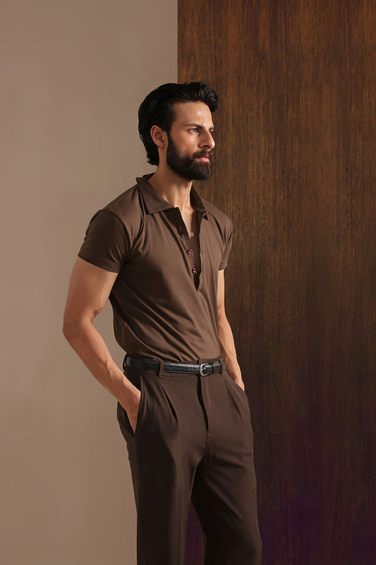 Brown pleated pant