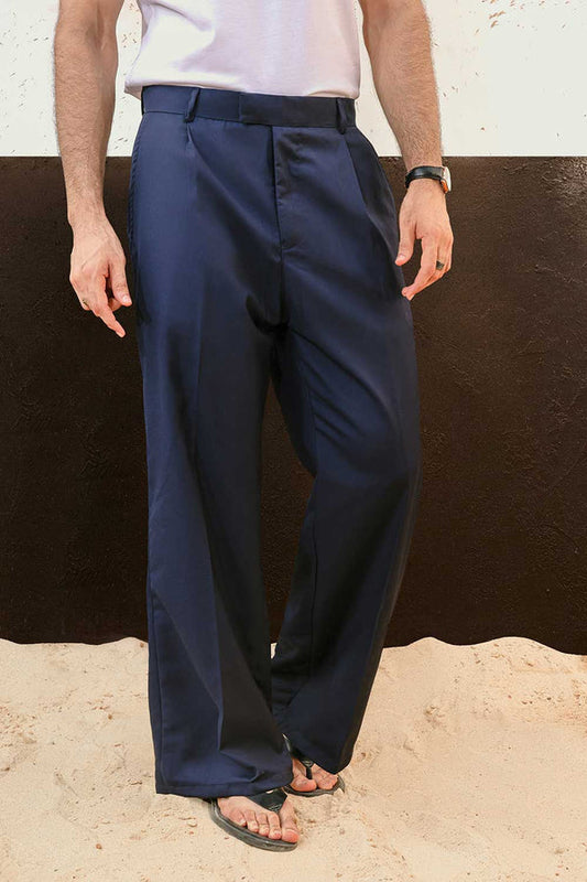 Blue pleated pant